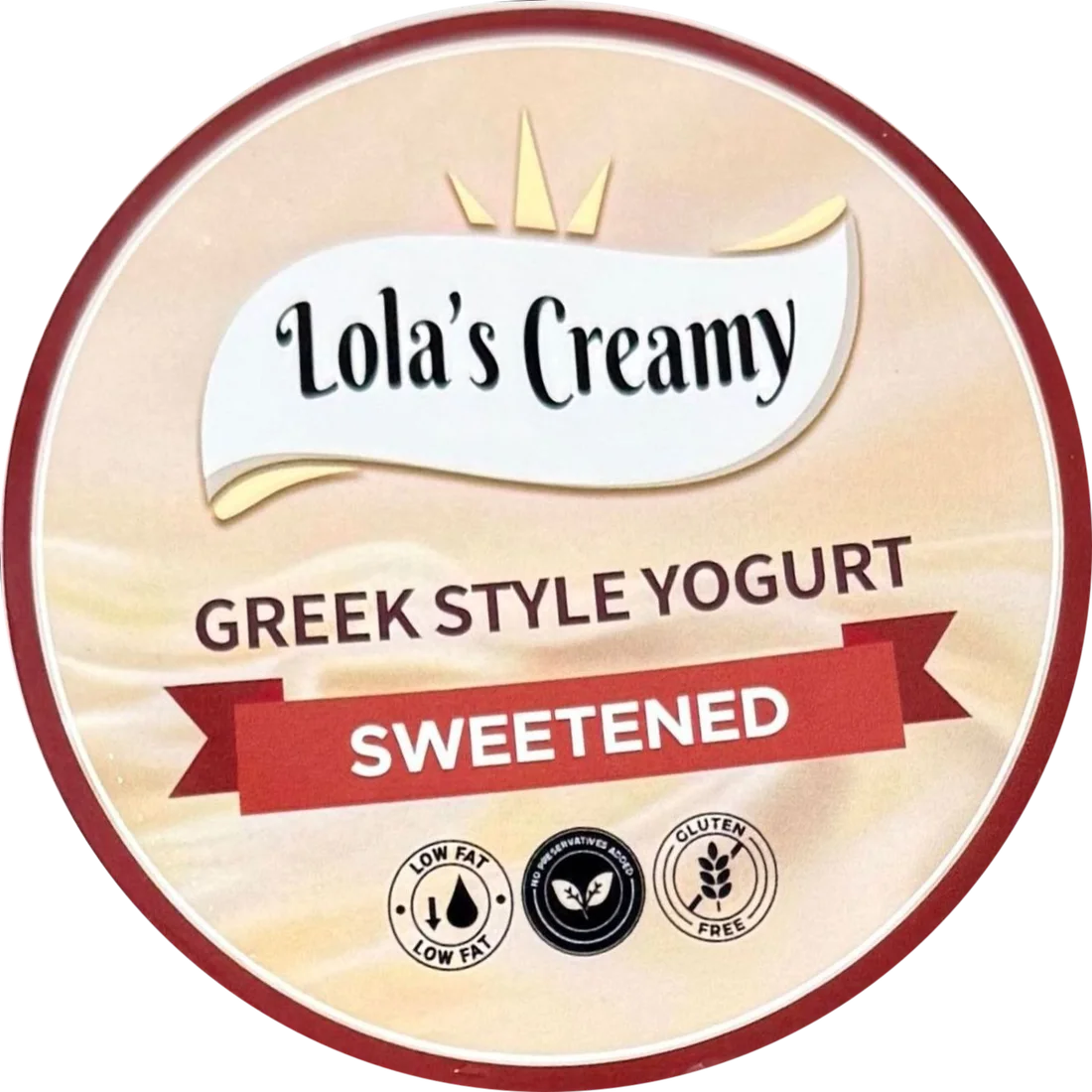 Lid of the Lola's Creamy sweetened tub