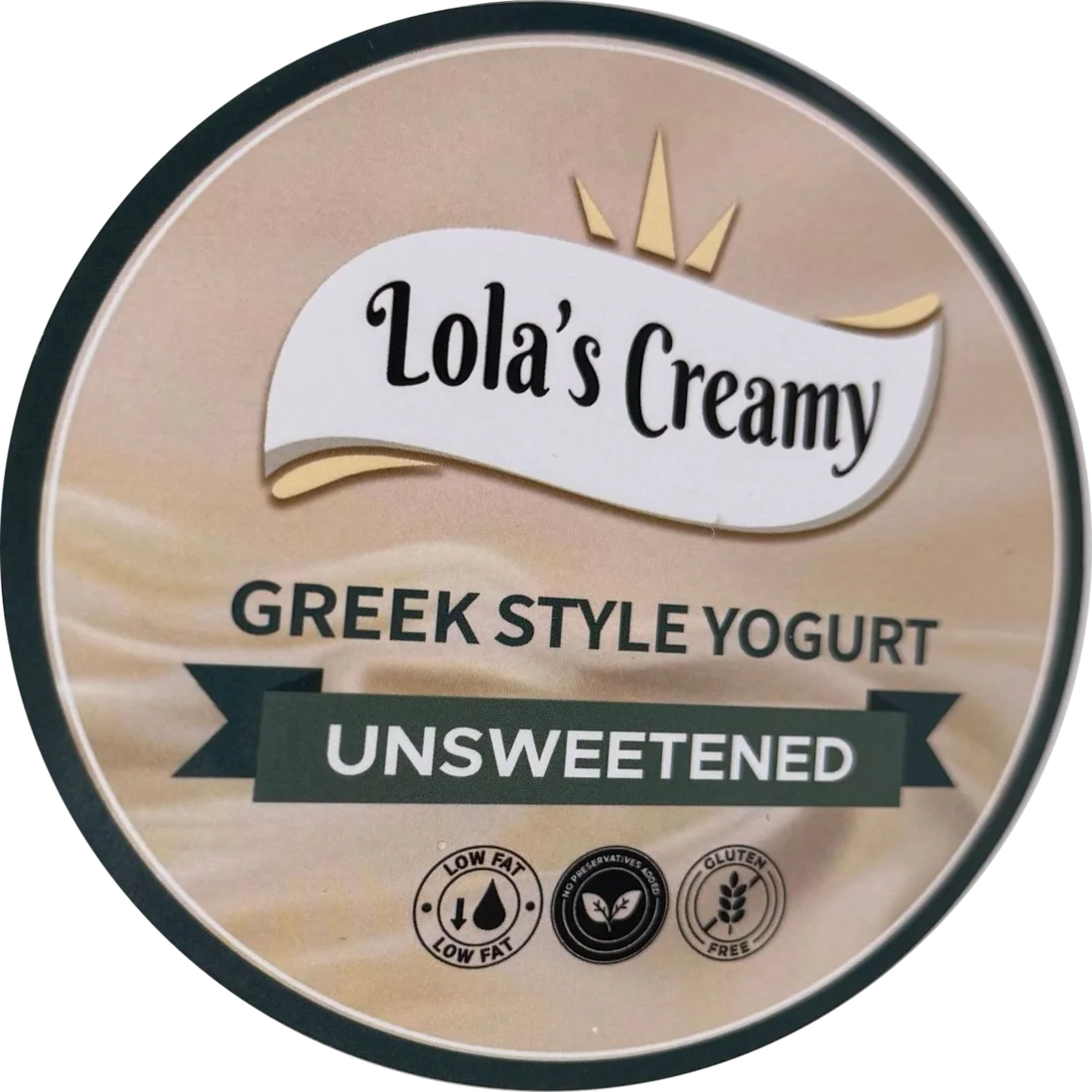 Lid of the Lola's Creamy unsweetened tub