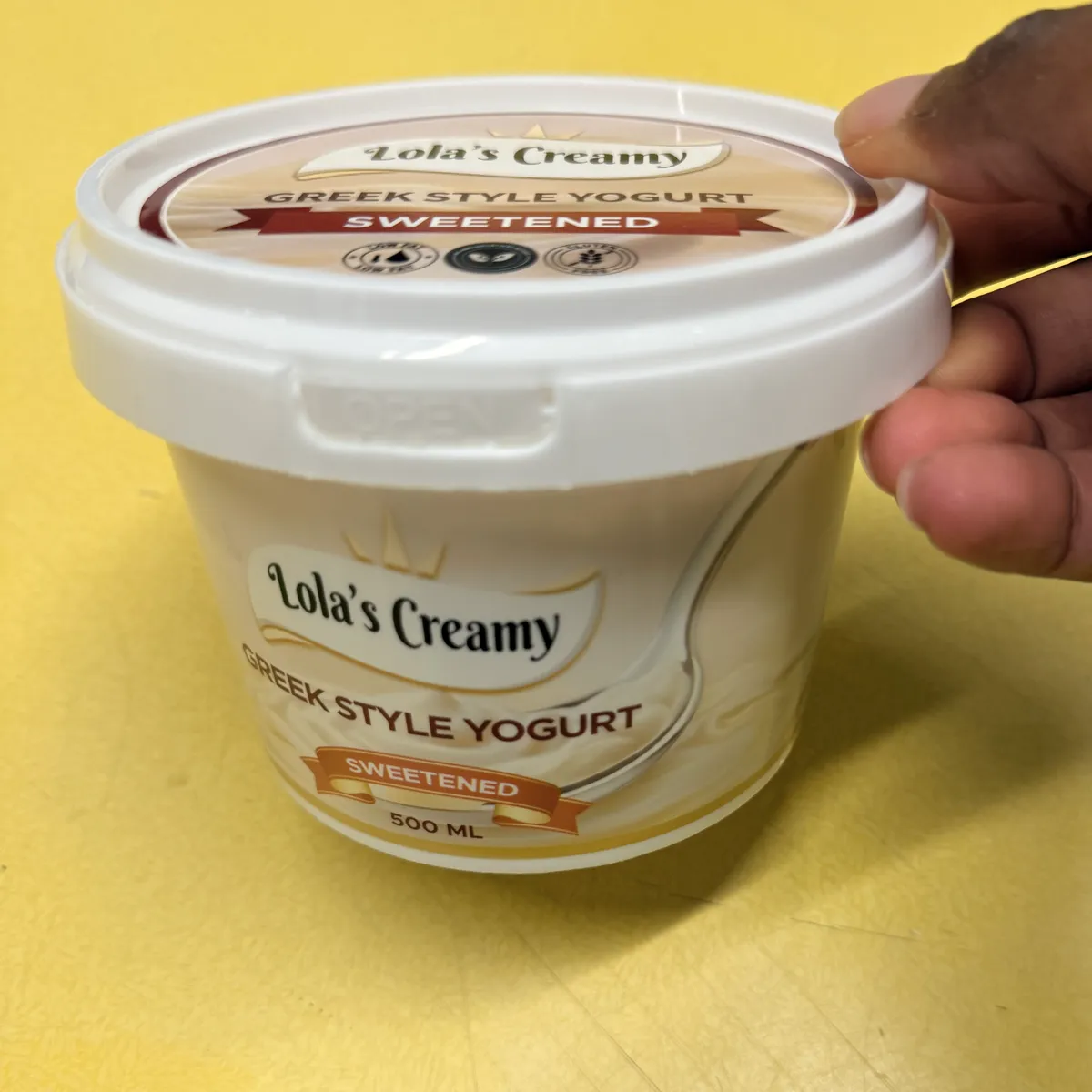 Lola's Creamy Sweetened Greek Style Yogurt, 500 ml tub